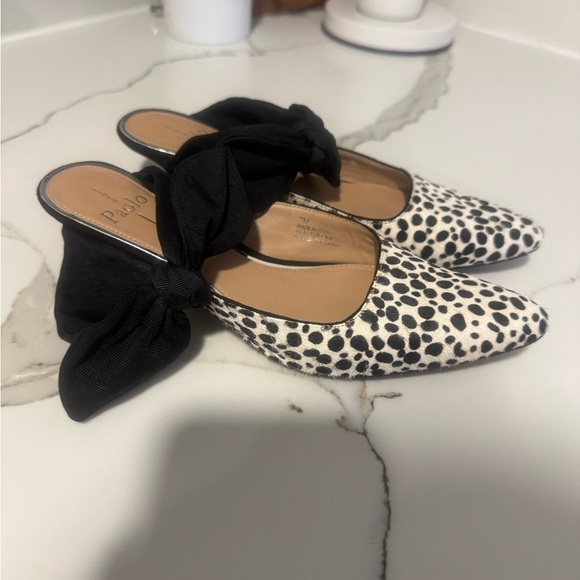 Paolo Monochrome Polka Dot Mules with Bow - Picture 2 of 6